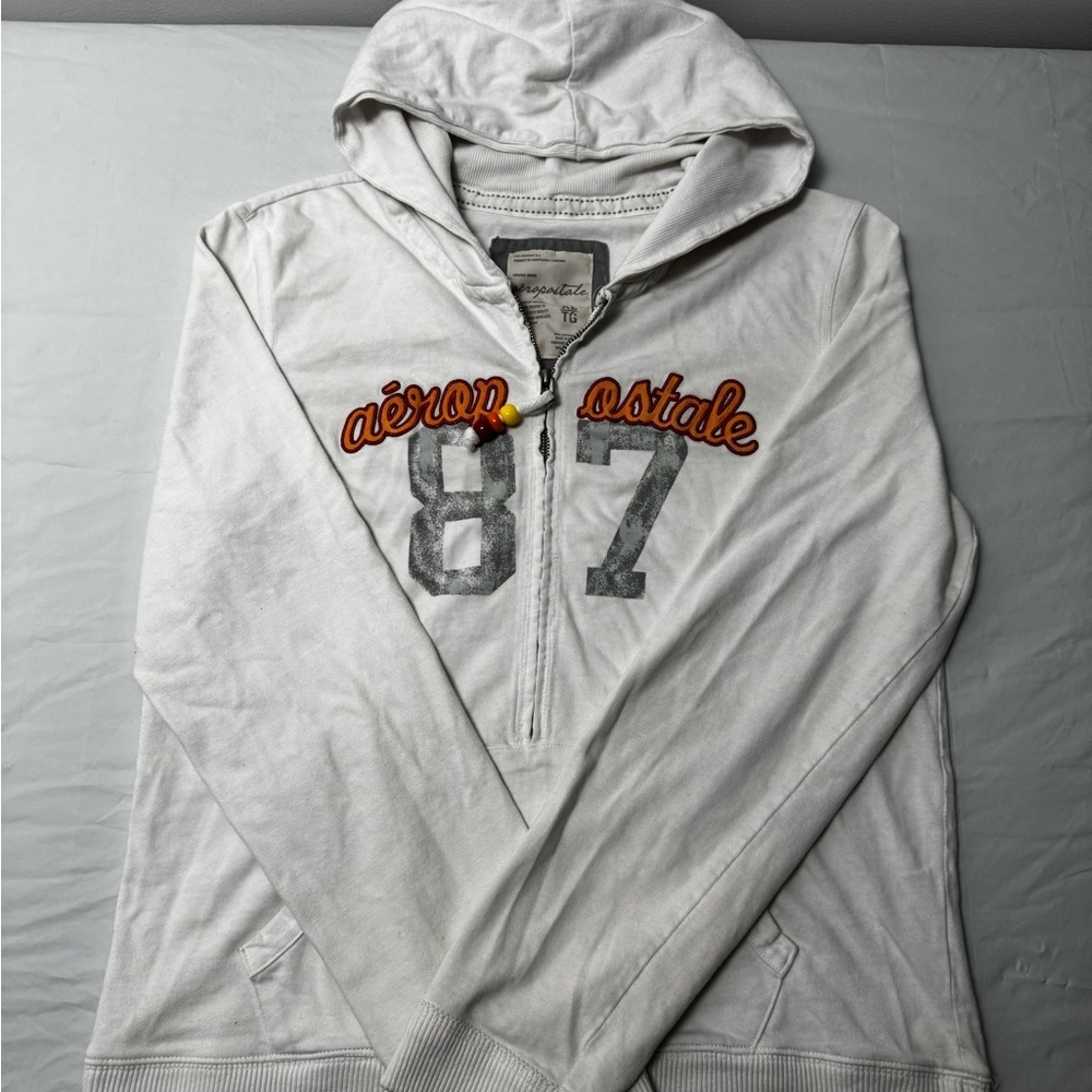 Aeropostale White Hoodie with Red and Yellow Details